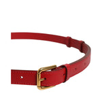 Dolce & Gabbana Red Logo Engraved Metal Waist Buckle Belt WMB541-85