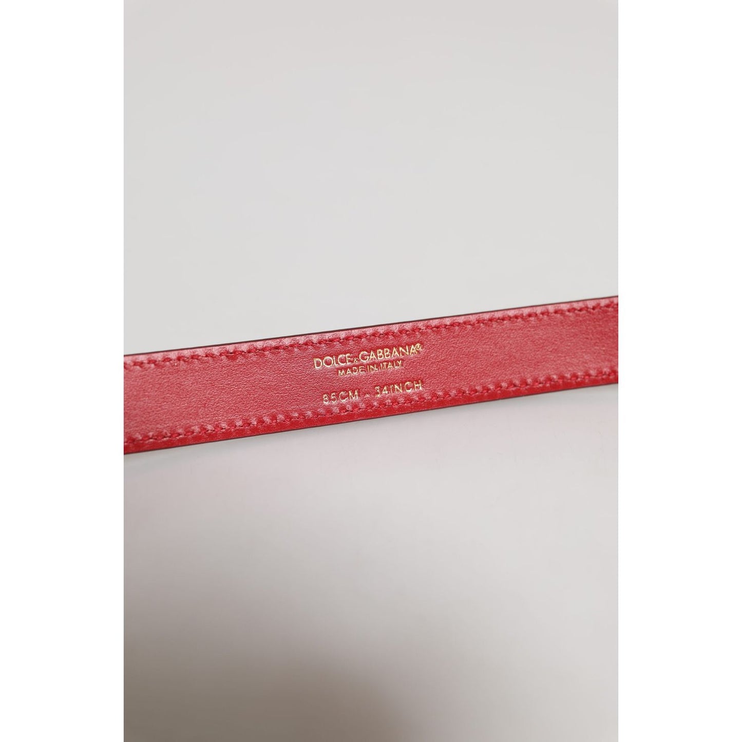 Dolce & Gabbana Red Logo Engraved Metal Waist Buckle Belt WMB541-85