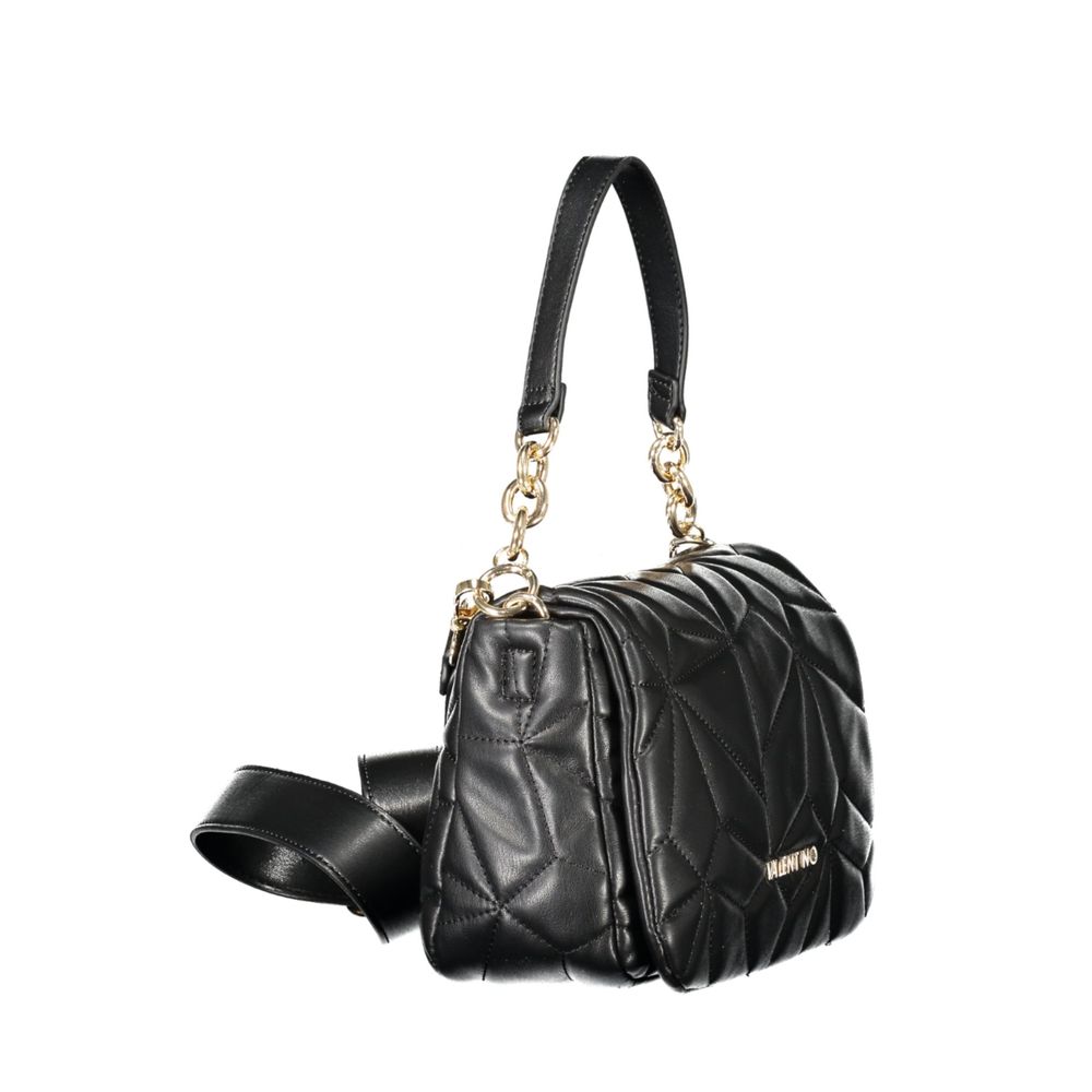 Mario Valentino Black Polyethylene Women Handbag with chain handle and adjustable strap