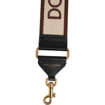 Dolce & Gabbana Brown Logo Embroidered Gold Tone Bag Shoulder Strap