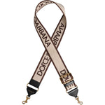 Dolce & Gabbana Brown Logo Embroidered Gold Tone Bag Shoulder Strap