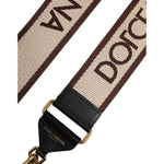 Dolce & Gabbana Brown Logo Embroidered Gold Tone Bag Shoulder Strap