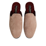 Dolce & Gabbana Beige Capra Suede Slides Flat Slipper Shoes MV7621-43