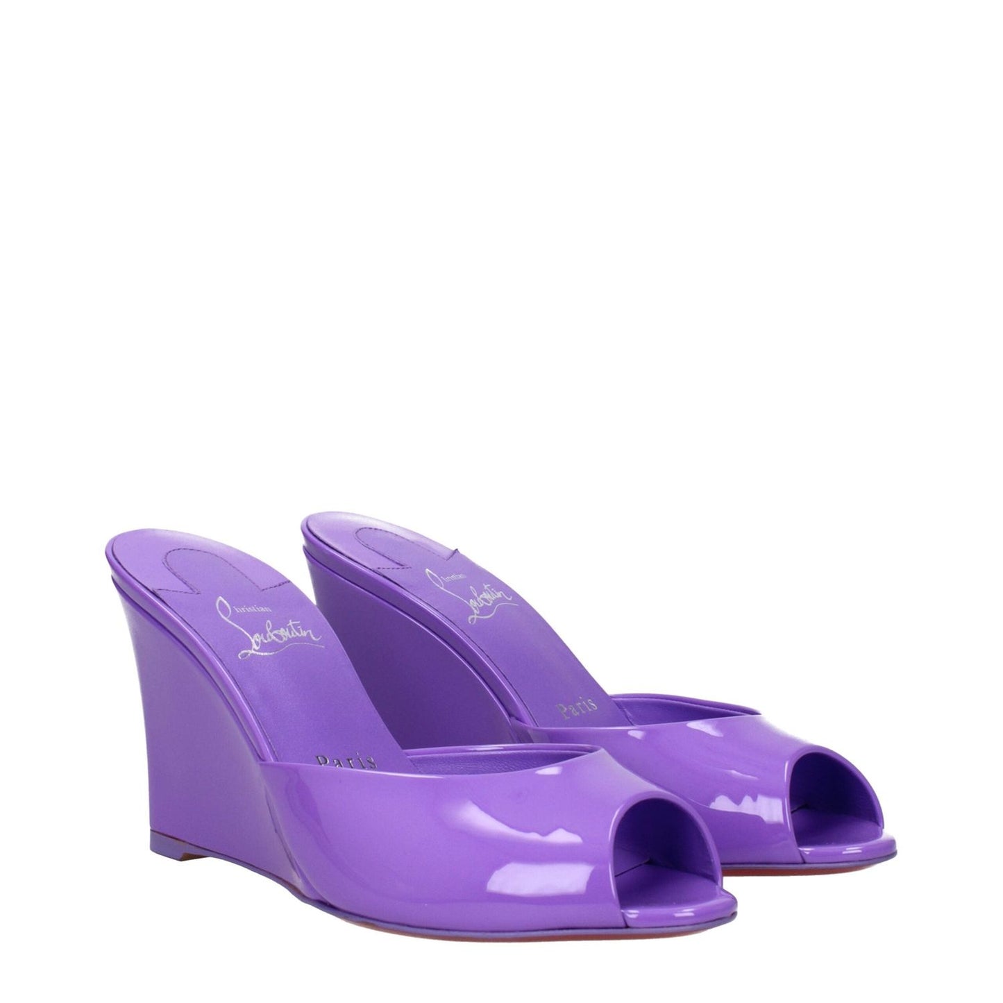 Christian Louboutin Purple Leather Wedges Sandals LO-9293630865673-EU37/US7