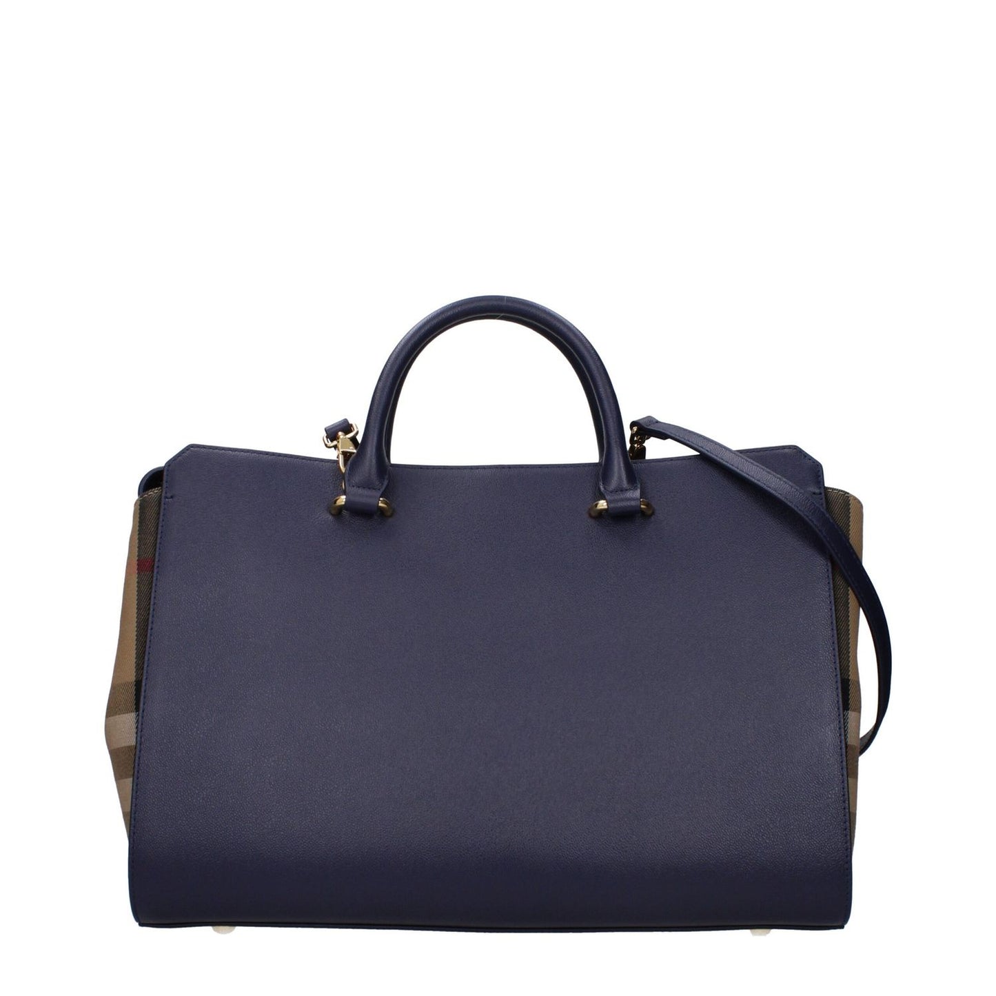Burberry Blue Leather Handbag with adjustable and removable shoulder strap, front logo, and stylish design for versatile use.