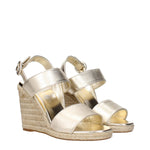 Prada Gold Leather Wedges Sandals PR-15185638621449-EU35/US5