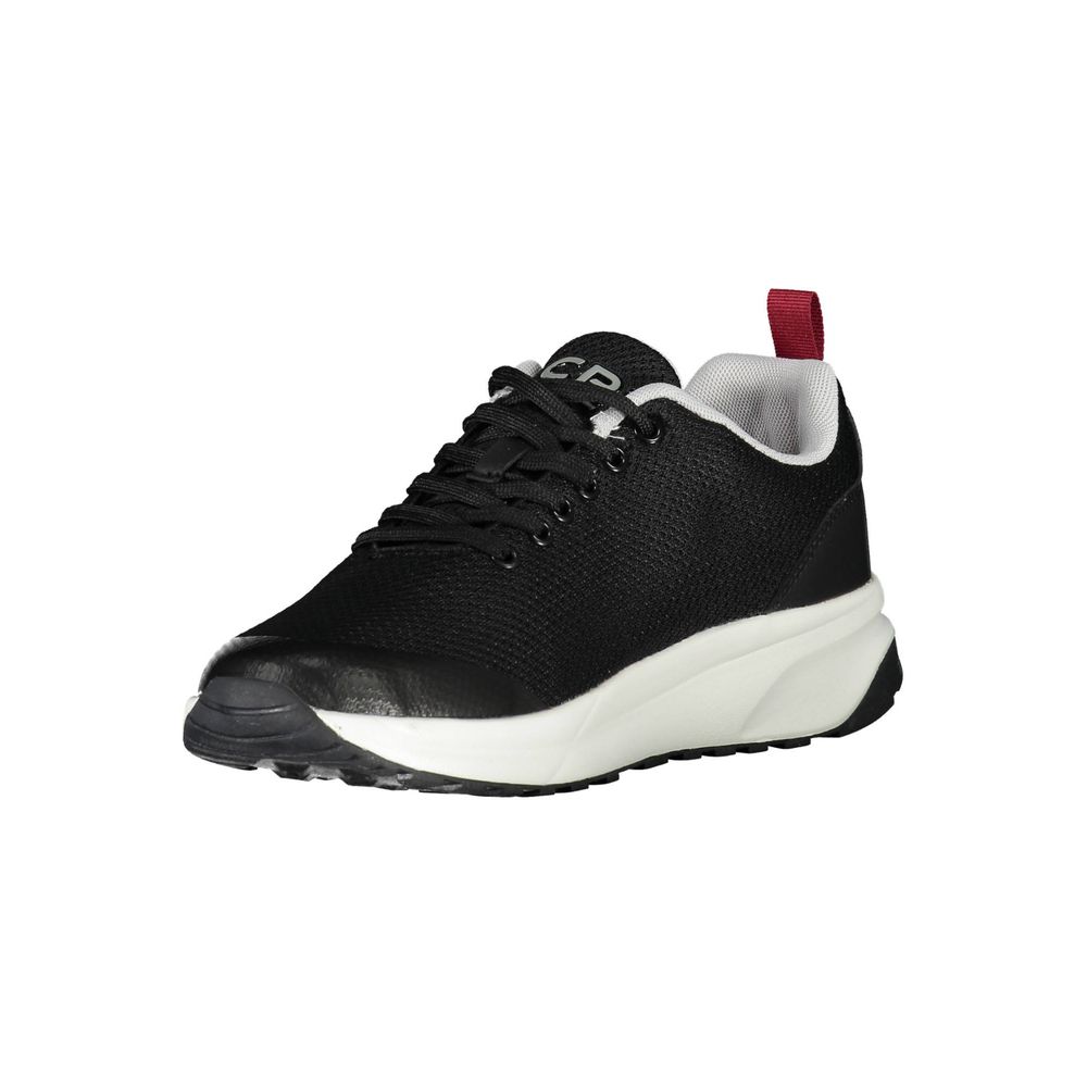 Carrera Black Polyester Sneaker with laces, contrasting details, and logo.