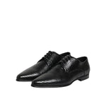 Dolce & Gabbana Black Exotic Leather Lace Up Derby Shoes