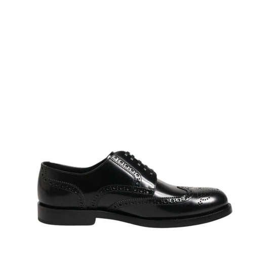 Dolce & Gabbana Black Leather Derby Wingtip Formal Shoes
