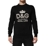 Dolce & Gabbana Black Cotton DG Crystal Embellished Sweater