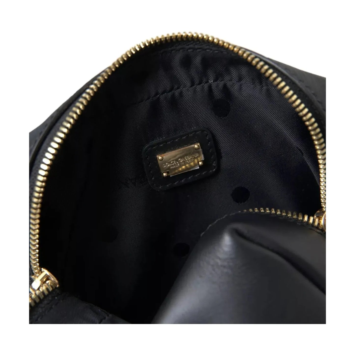 Dolce & Gabbana Black Calfskin Leather Double Waist Belt Fanny Pack Bag