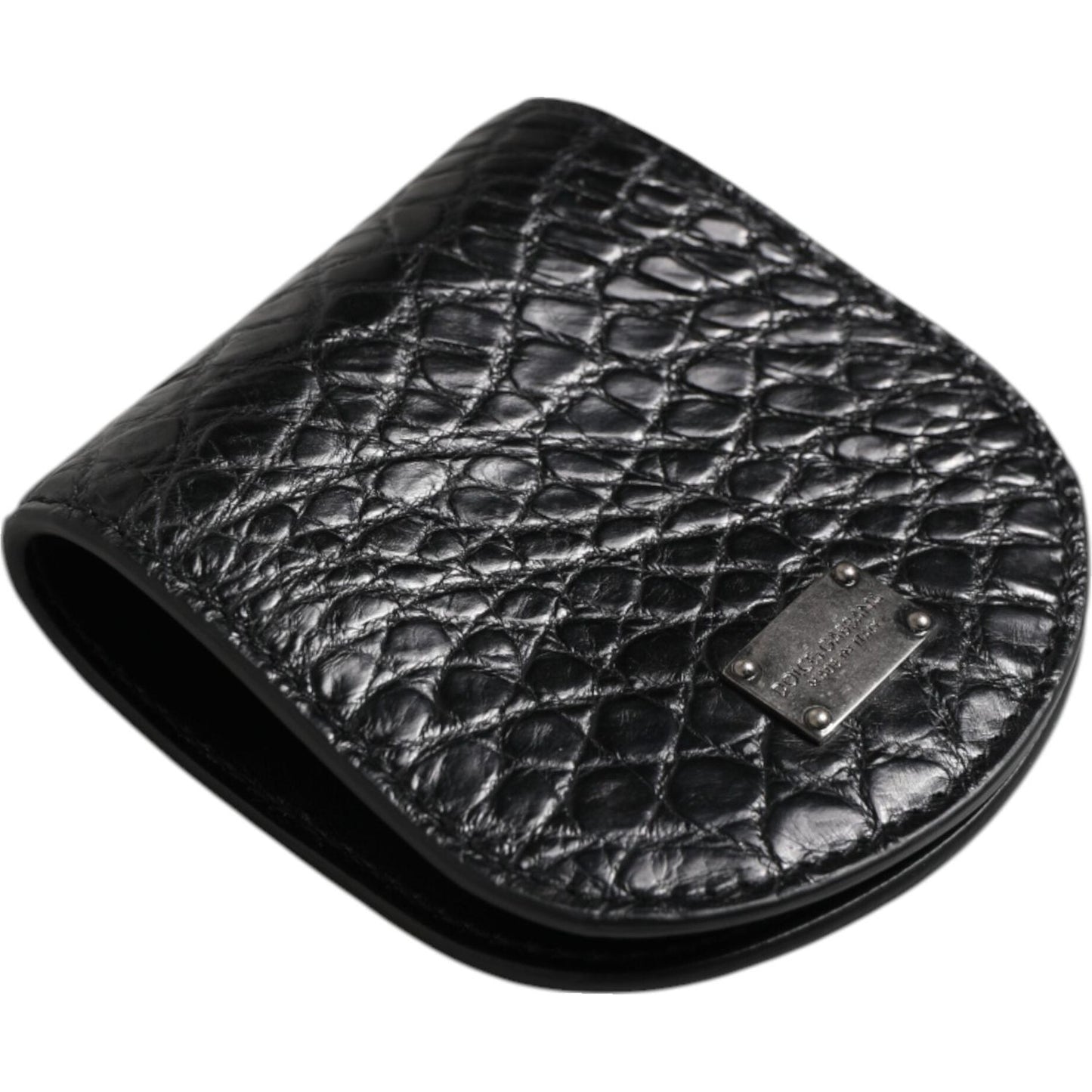 Dolce & Gabbana Black Exotic Skin Coin Condom Case Holder Pocket Wallet