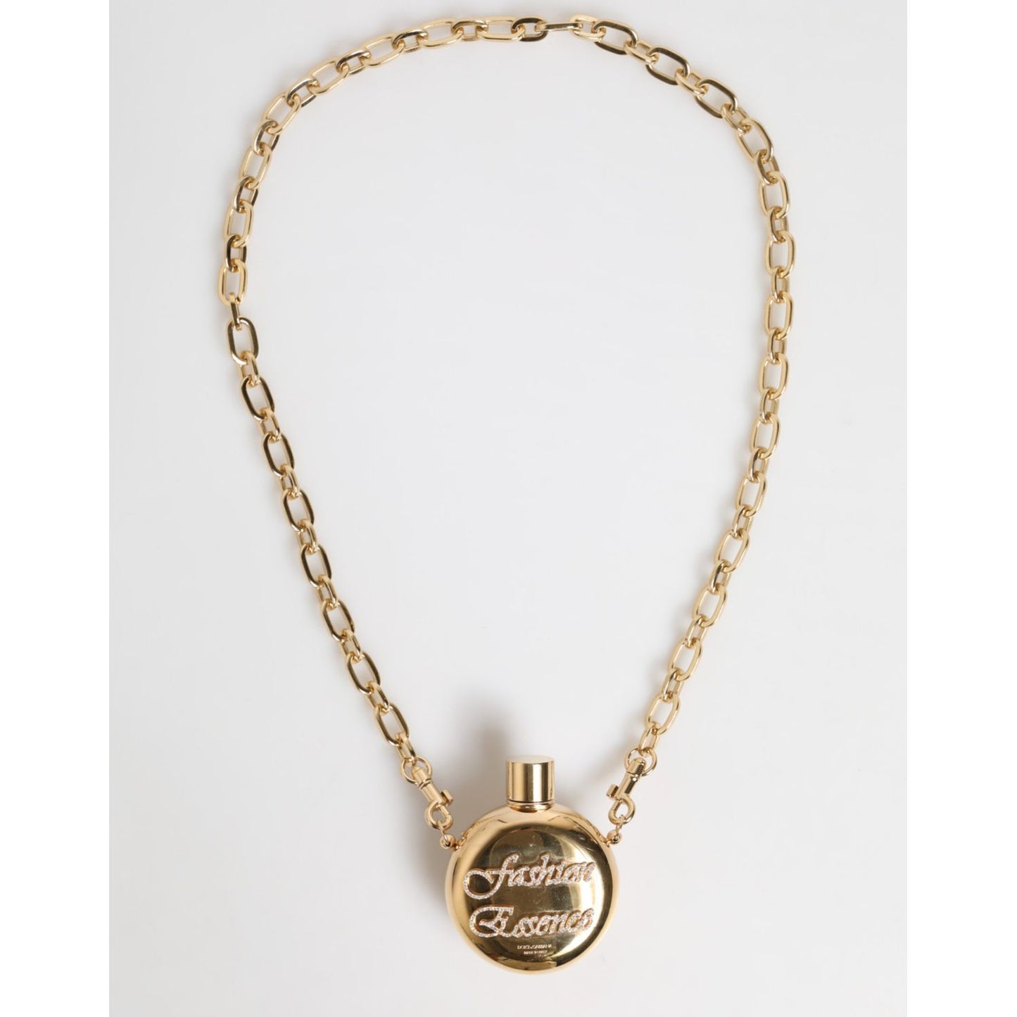 Dolce & Gabbana Gold Brass Rhinestone Devotion Charm Pendant Necklace