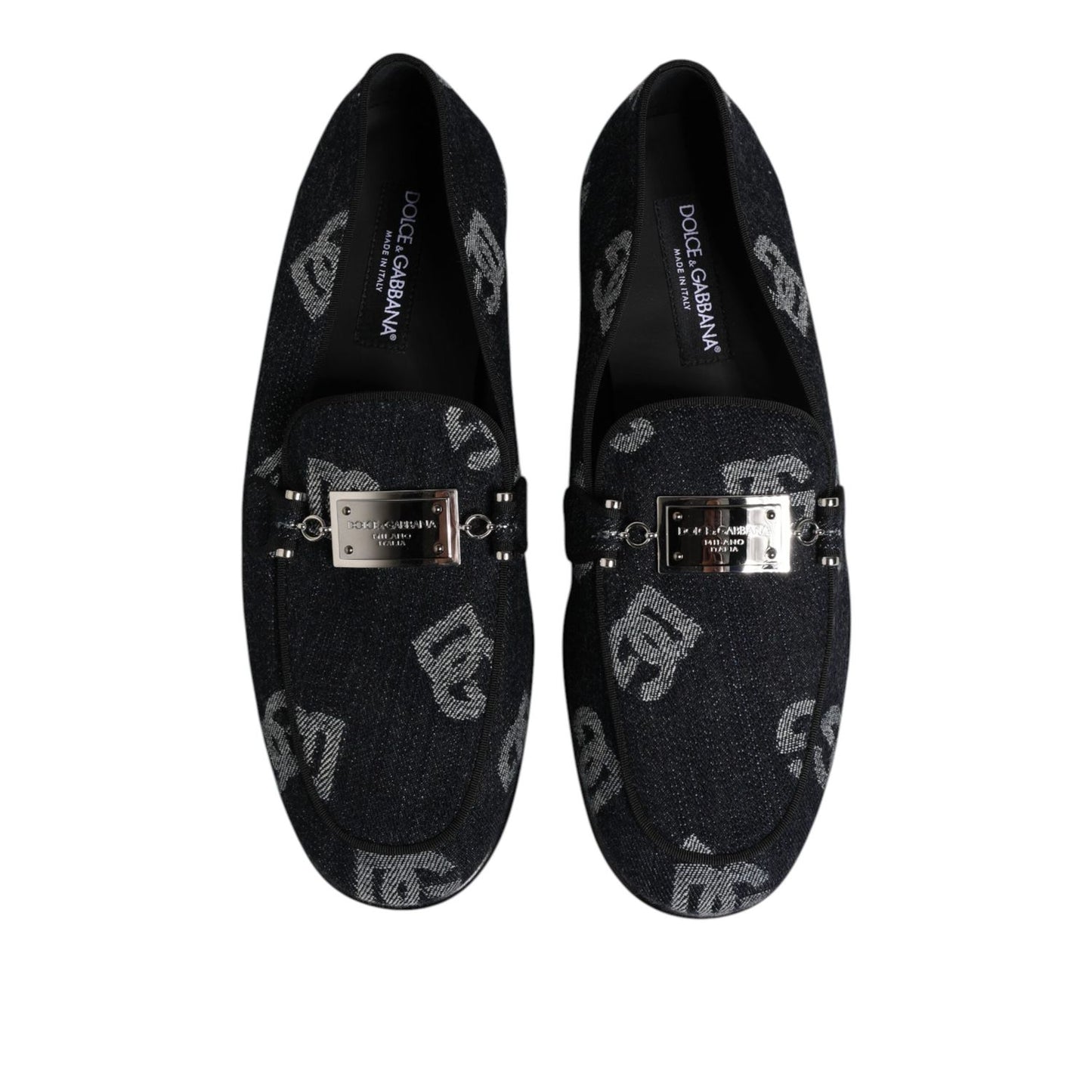 Dolce & Gabbana Blue Logo Cotton Loafers Formal Dress Shoes MV7901-43