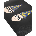 Dolce & Gabbana Black Leather #DGFAMILY Embellished Men Clutch Pouch Bag BAG4683