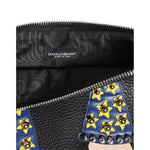 Dolce & Gabbana Black Leather #DGFAMILY Embellished Men Clutch Pouch Bag BAG4683