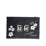 Dolce & Gabbana Blue DG Logo Patch Embellished Pouch Clutch Men Borse Bag BAG4654