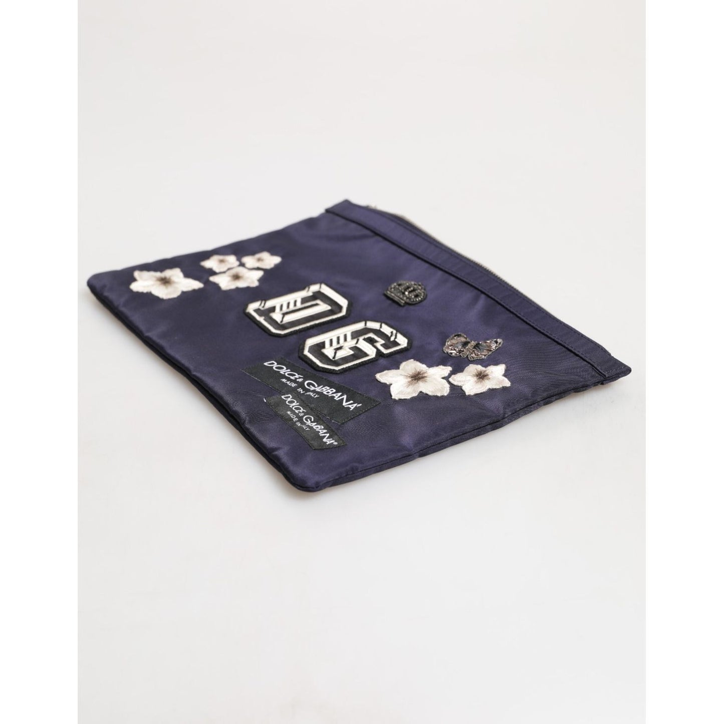 Dolce & Gabbana Blue DG Logo Patch Embellished Pouch Clutch Men Borse Bag BAG4654