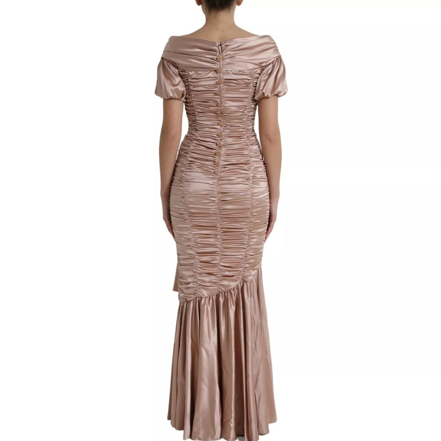 Dolce & Gabbana Pink Silk Stretch Sheath Mermaid Gown Dress DR281075-42