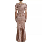 Dolce & Gabbana Pink Silk Stretch Sheath Mermaid Gown Dress DR281075-42