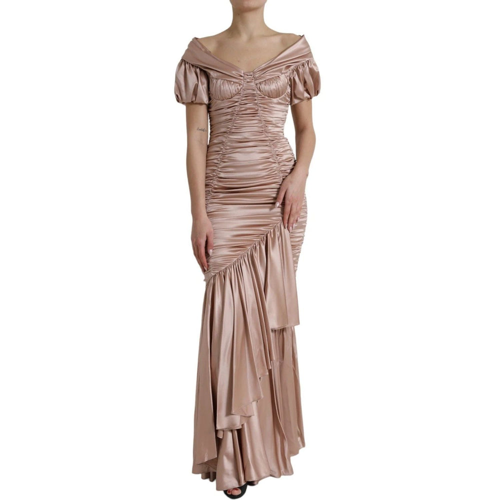 Dolce & Gabbana Pink Silk Stretch Sheath Mermaid Gown Dress DR281075-42