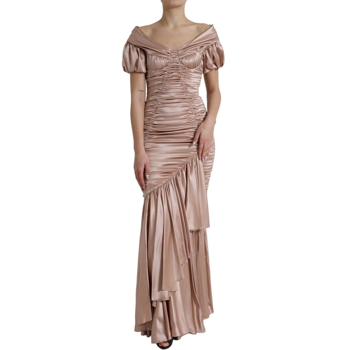 Dolce & Gabbana Pink Silk Stretch Sheath Mermaid Gown Dress DR281075-42