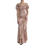 Dolce & Gabbana Pink Silk Stretch Sheath Mermaid Gown Dress DR281075-42