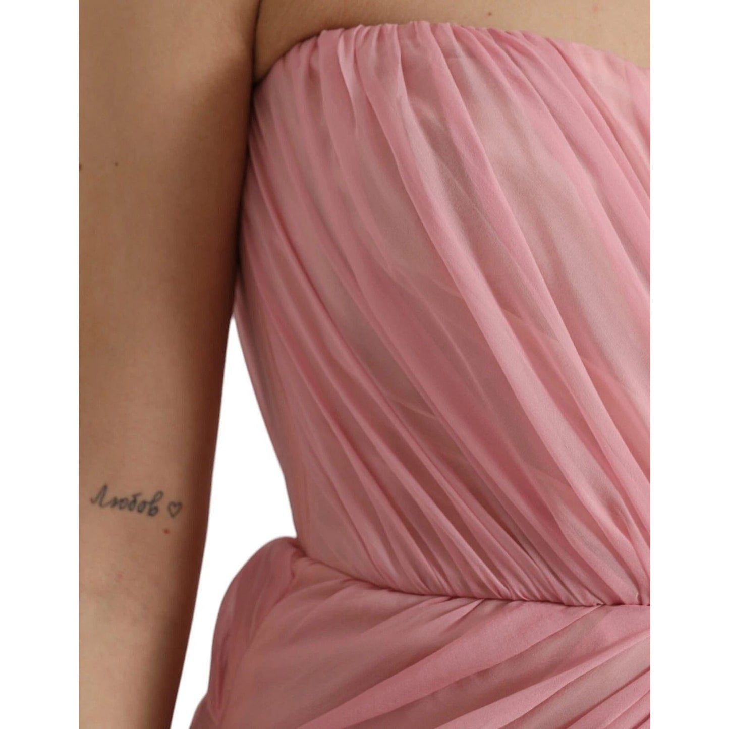 Dolce & Gabbana Pink Silk Strapless Maxi A-line Gown Dress DR281177-40