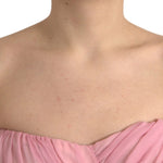 Dolce & Gabbana Pink Silk Strapless Maxi A-line Gown Dress DR281177-40