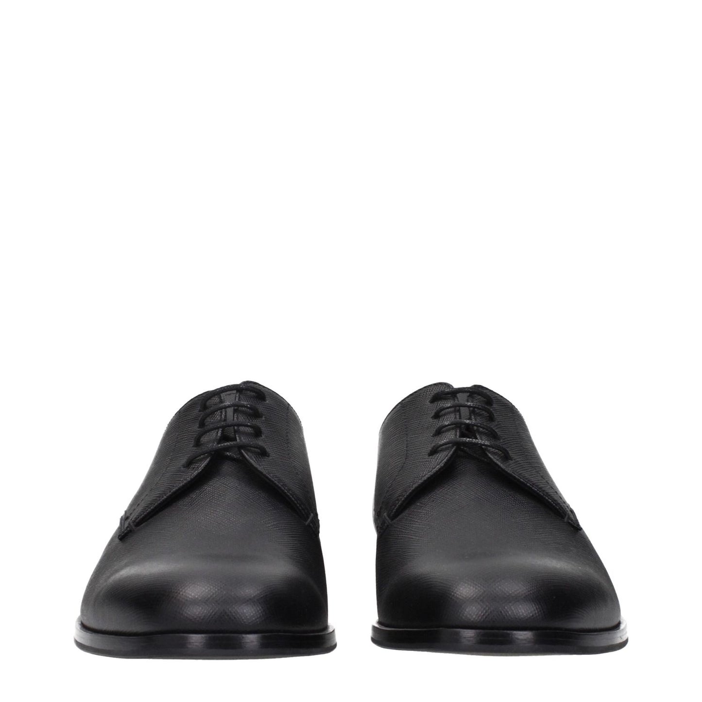 Prada Black Leather Oxfords And Derbies