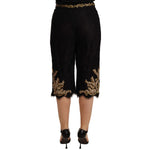 Dolce & Gabbana Black Lace Gold Baroque SPECIAL PIECE Shorts PAN72100-40