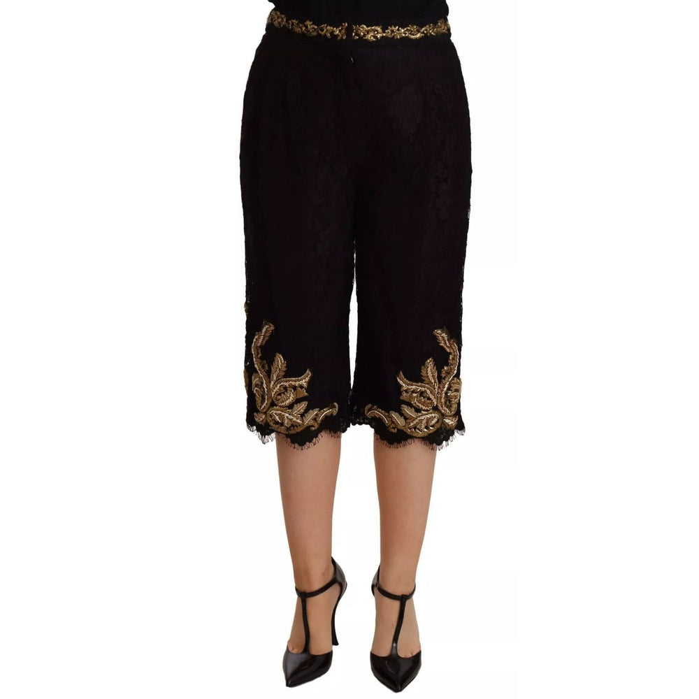 Dolce & Gabbana Black Lace Gold Baroque SPECIAL PIECE Shorts PAN72100-40