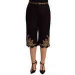 Dolce & Gabbana Black Lace Gold Baroque SPECIAL PIECE Shorts PAN72100-40
