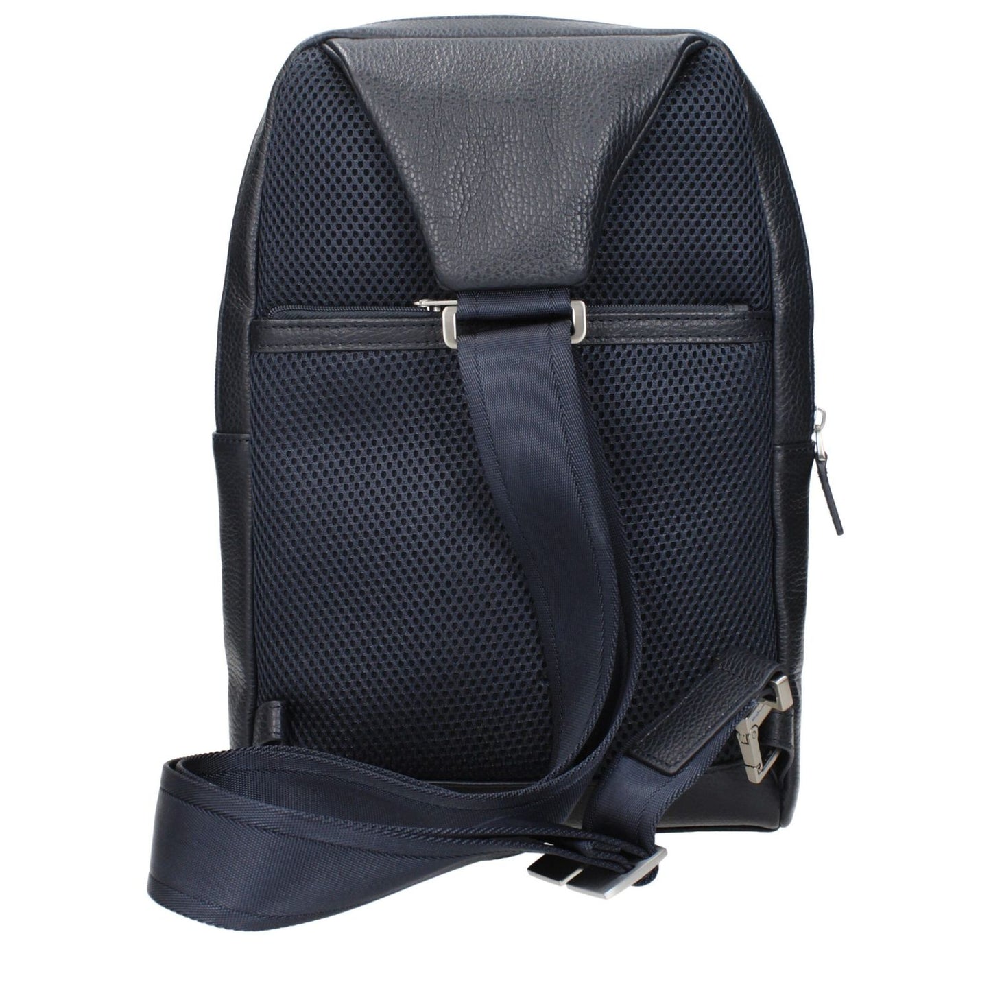 Piquadro Blue Leather Crossbody Bag with adjustable back strap and front logo, MPN CA4832VIBLU, code F84382.