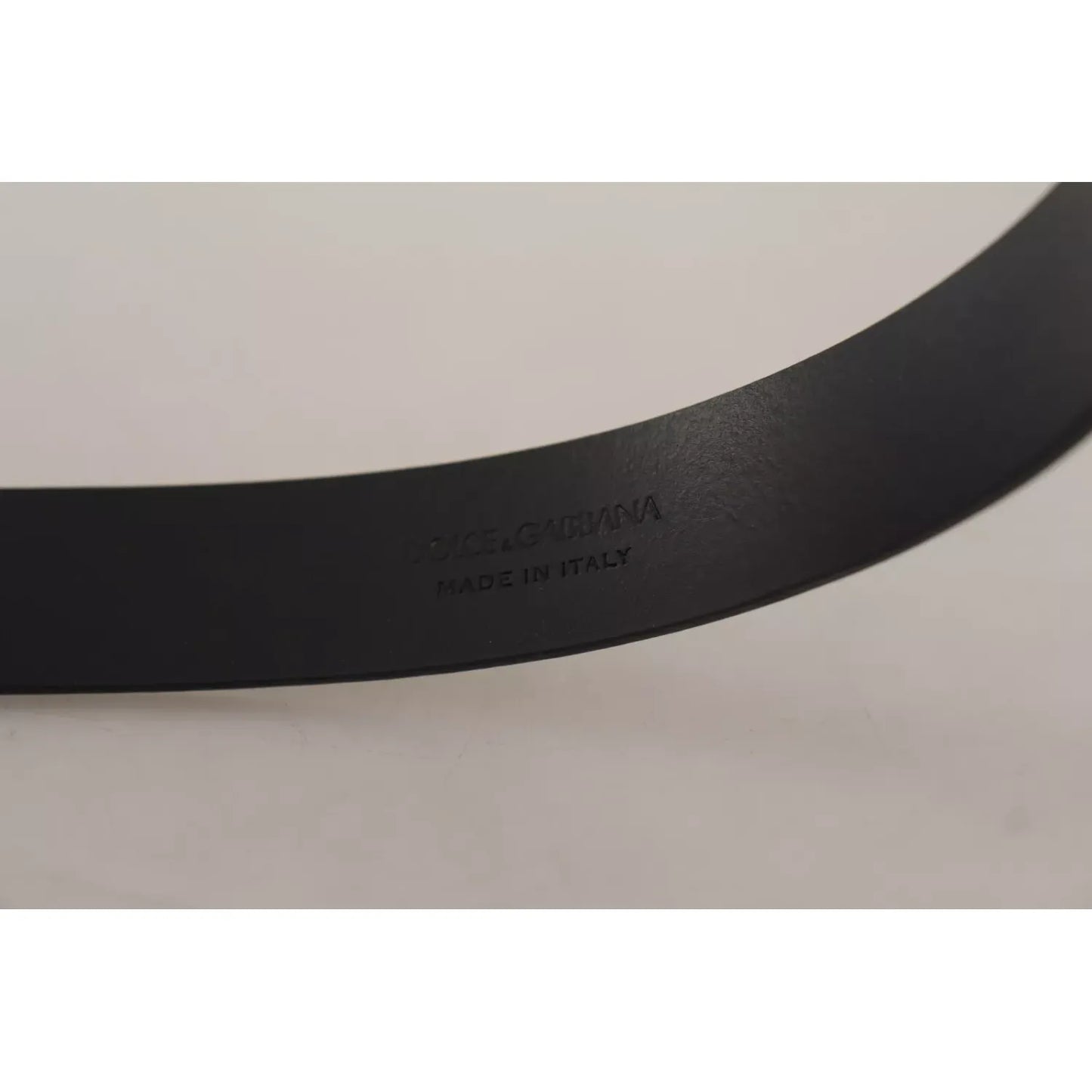 Dolce & Gabbana Calf Leather Silver Tone Black Metal Buckle Belt