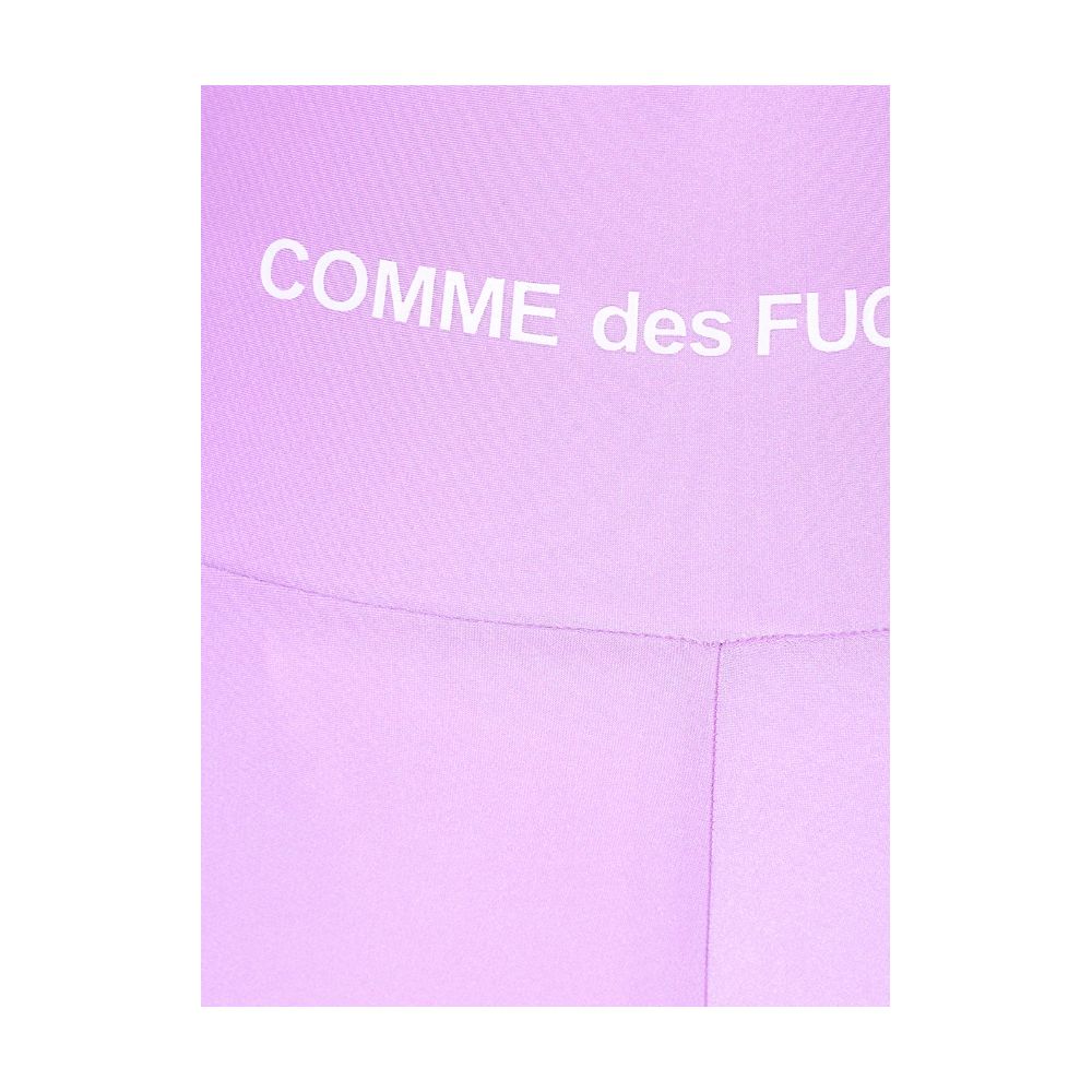 Comme Des Fuckdown Purple Polyester Short with logo print, stretch lycra biker shorts