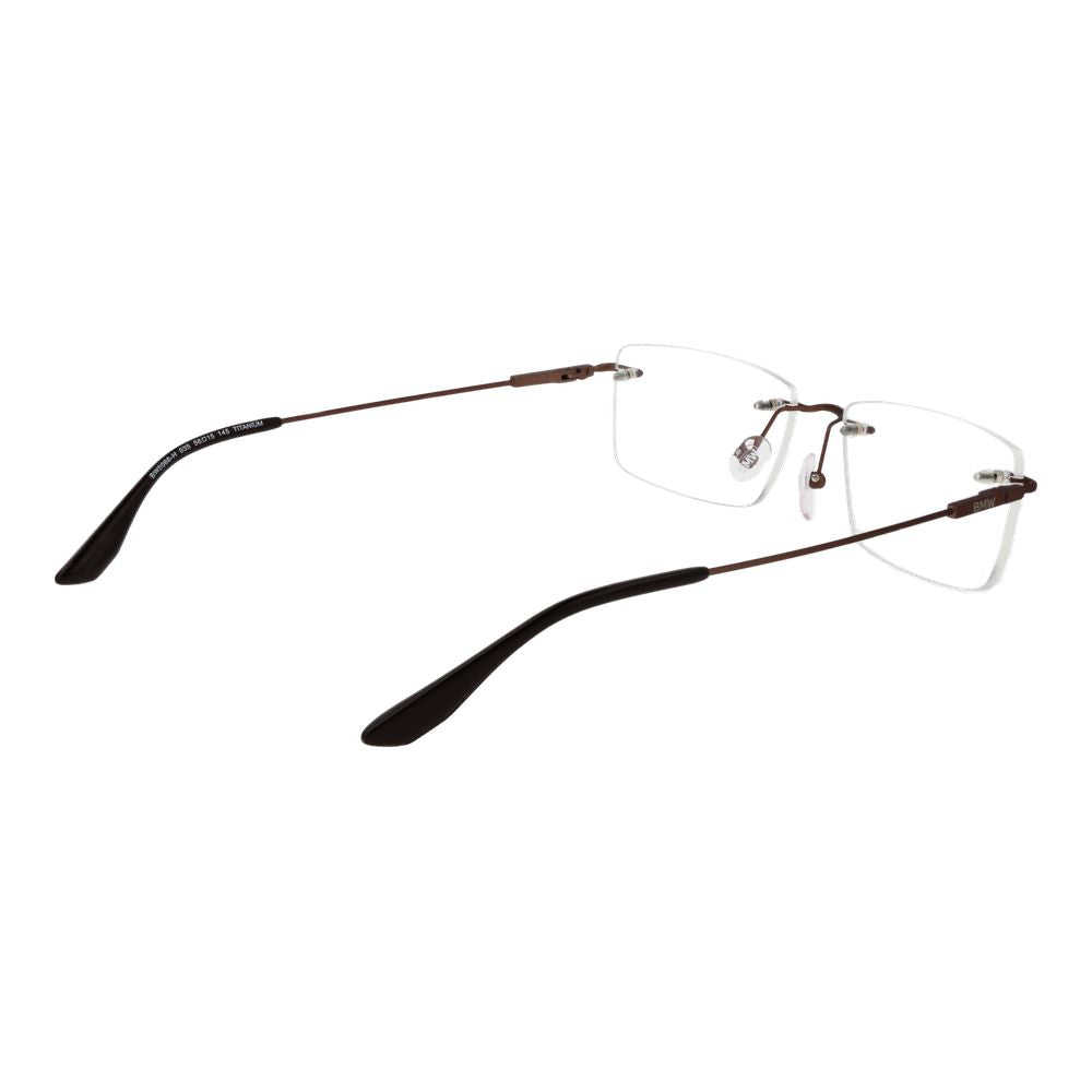 BMW Brown Titanium Glasses (Frames) for men with brown titanium bottom-rim style, demo lenses, and rectangle design.
