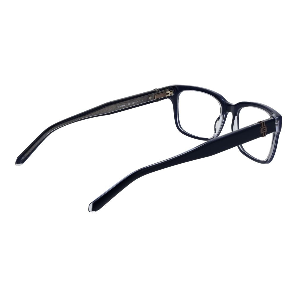 Guess Blue Acetate Glasses (Frames) with full-rim rectangle style and spring hinge, 52-17-145 size, featuring demo lenses.