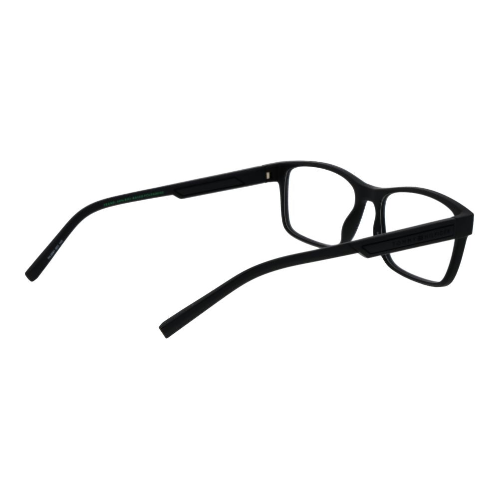 Side view of Tommy Hilfiger Black Polyamide Glasses (Frames) for men showcasing full-rim design and spring hinge feature.