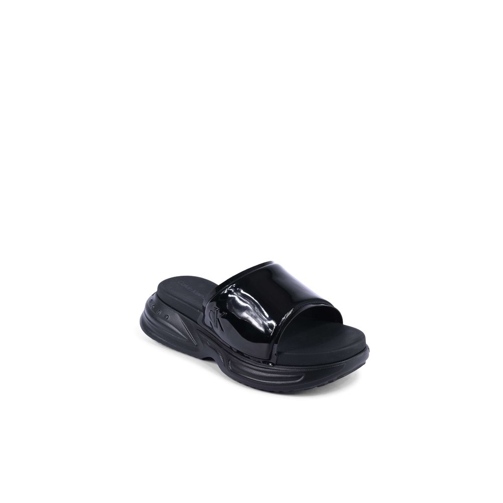 Calvin Klein Black Polyurethane Slides