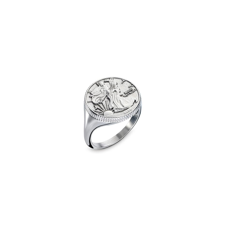 Silver ring with engraved design, AN JEWELS JEWELRY Mod. AAC.R02S-5, showcasing intricate craftsmanship and elegant style.