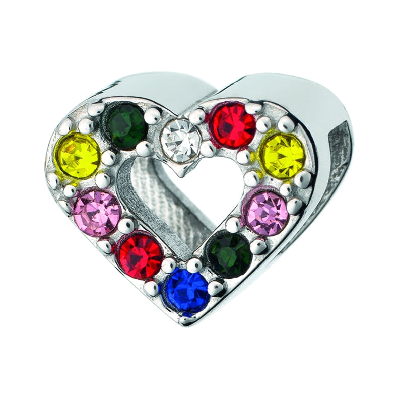 Heart-shaped multicolored gemstone charm from AN JEWELS JEWELRY Mod. AL.DLI02FC, featuring vibrant, sparkling stones.
