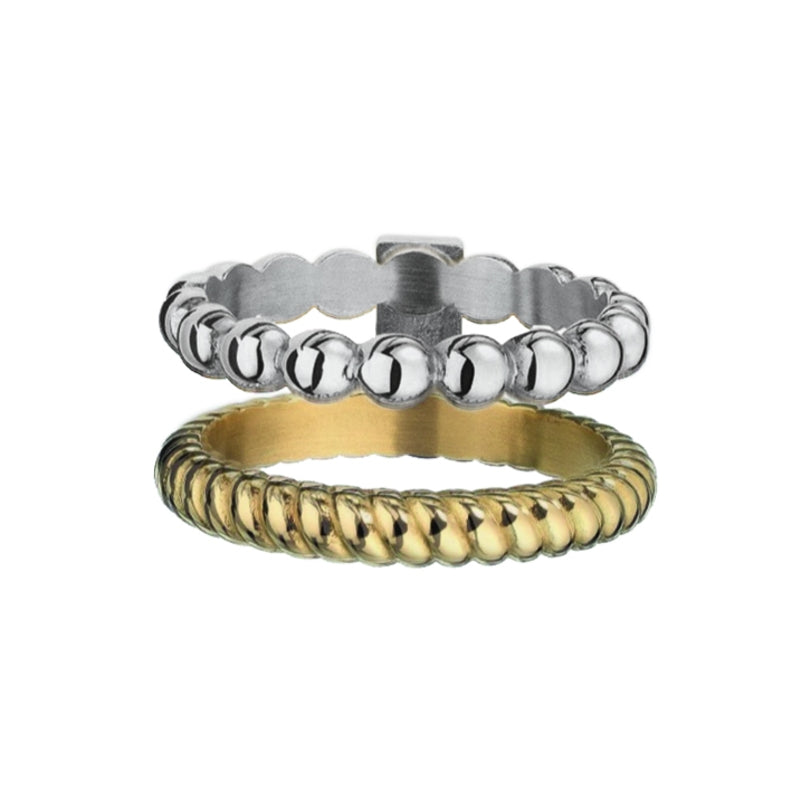 Alt Tag: AN JEWELS JEWELRY Mod. AR.R2NS04SY-7 silver and gold ring set