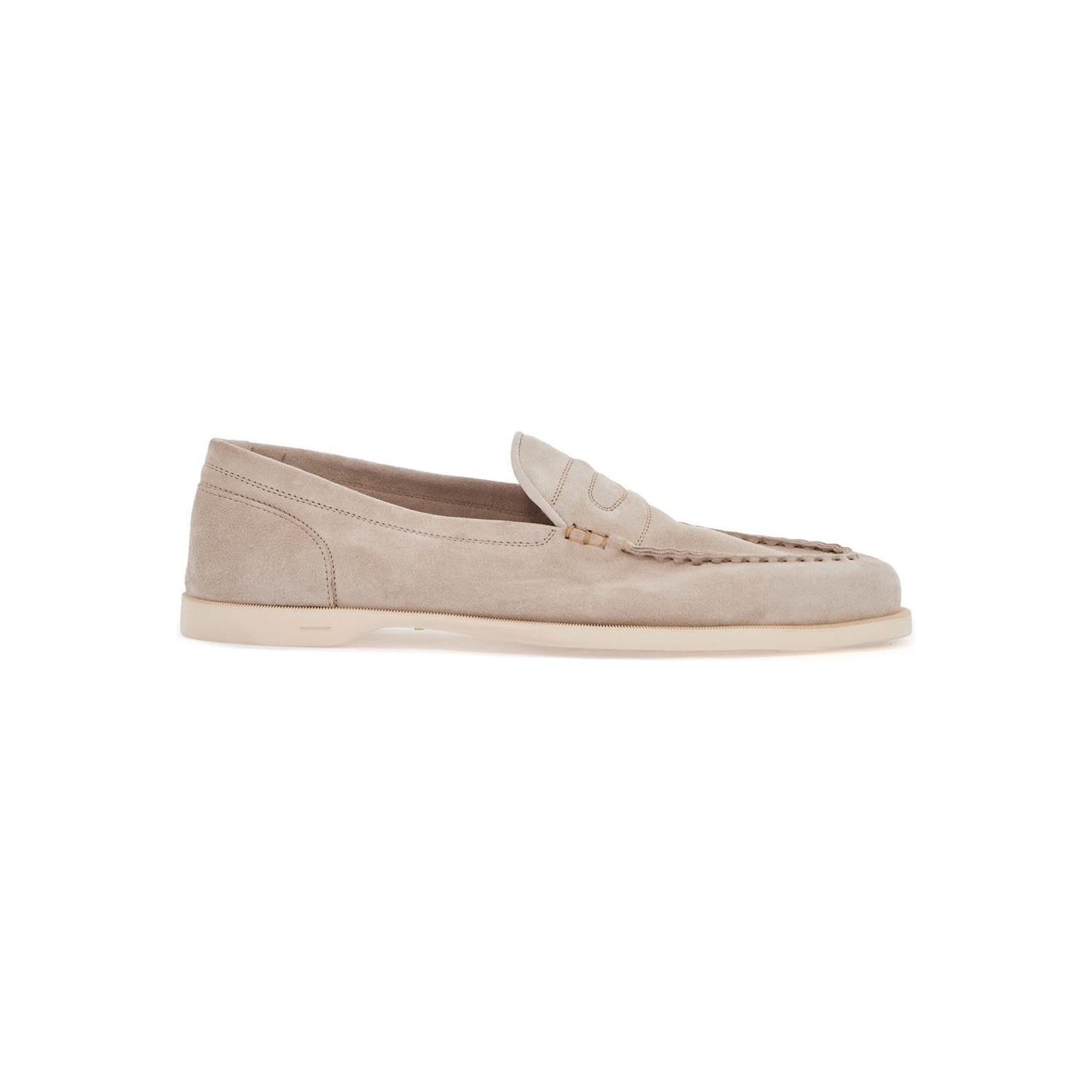 John Lobb men's suede lace-up shoes in sand with flexible sole