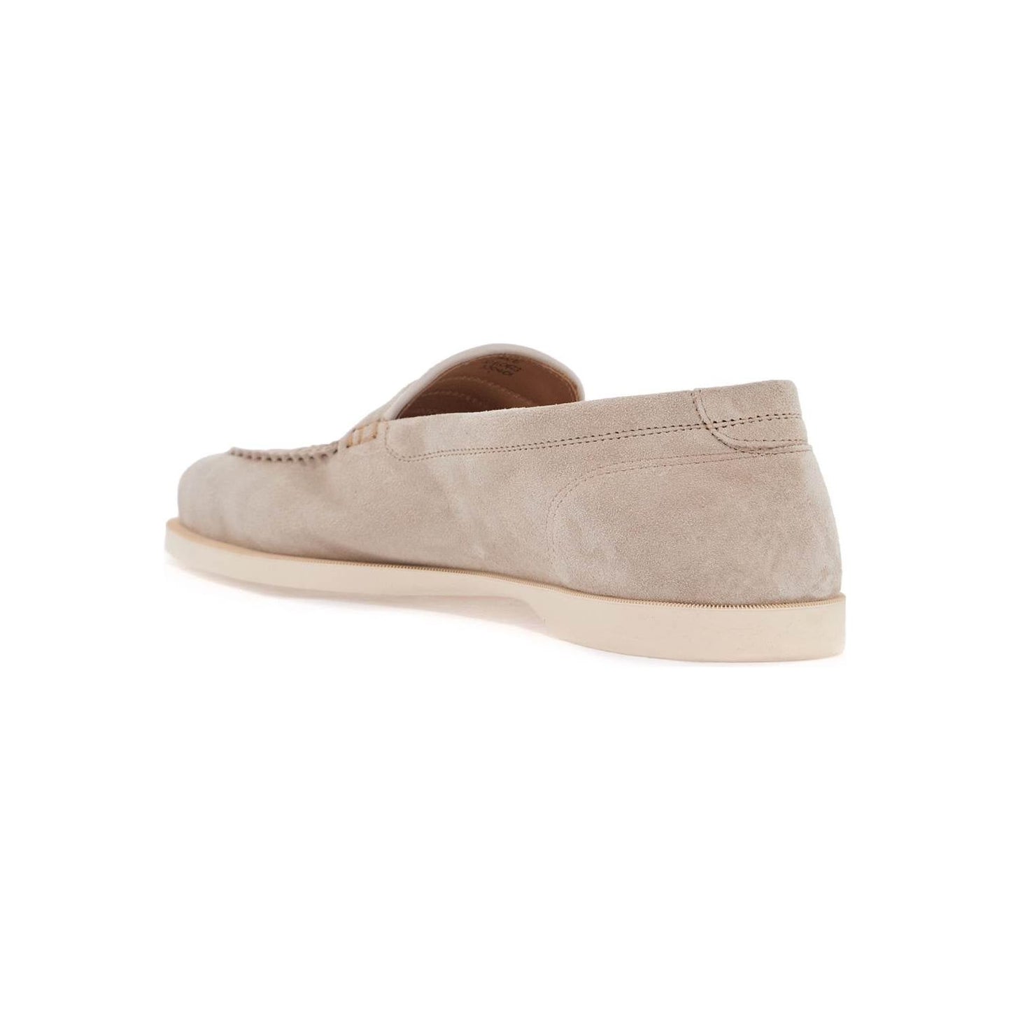 John Lobb men's suede lace-up shoes in sand with flexible sole