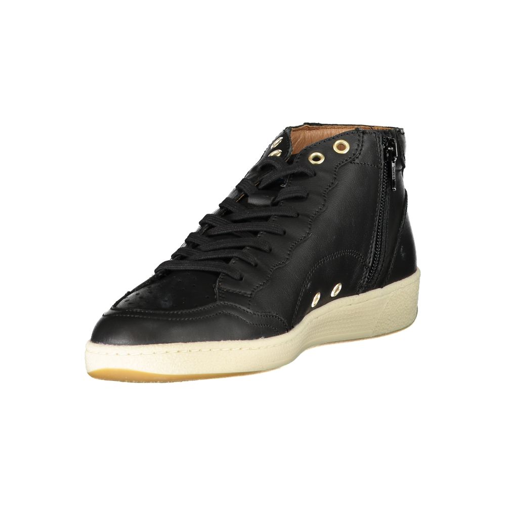 Blauer Black Polyester Sneaker with laces, contrasting details, logo print, sports design