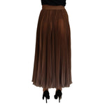 Dolce & Gabbana Beige Longuette Plisse Chiffon Midi Skirt SKI1912-40