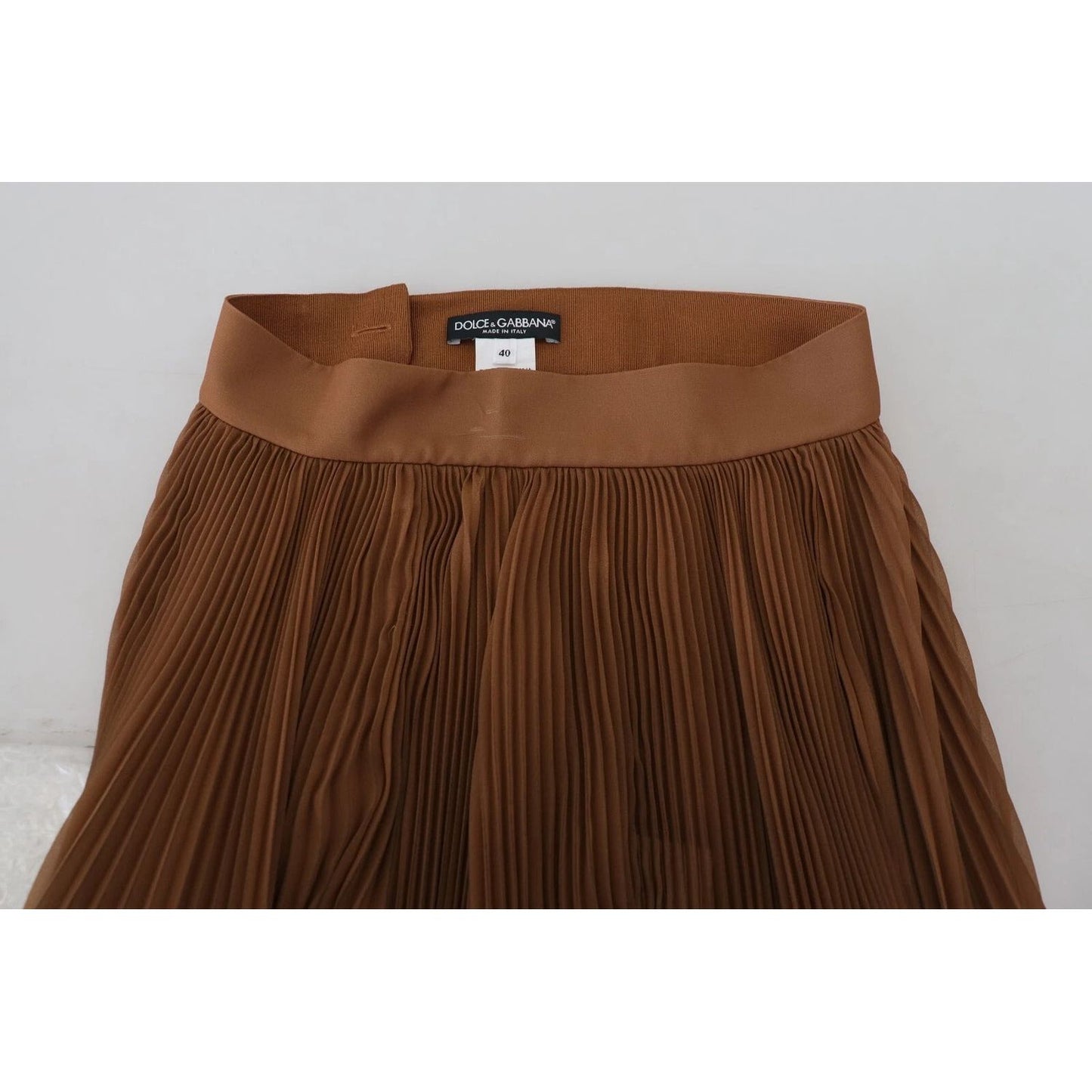 Dolce & Gabbana Beige Longuette Plisse Chiffon Midi Skirt SKI1912-40