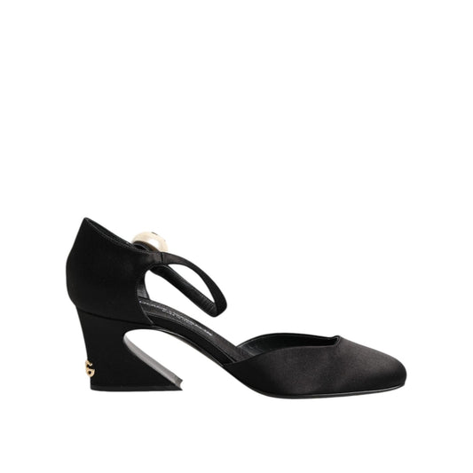 Dolce & Gabbana Black Leather Logo Ankle Strap Sandals Shoes
