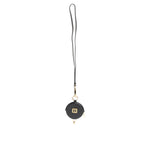 Dolce & Gabbana Black Round Leather DG Logo Coin Purse Lanyard Wallet SMY11036